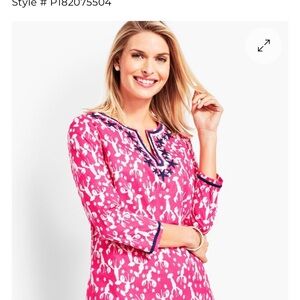 Talbots Lobster Rockstar Tunic Top Womens 1X Plus Size Beach Coastal Sea Pink